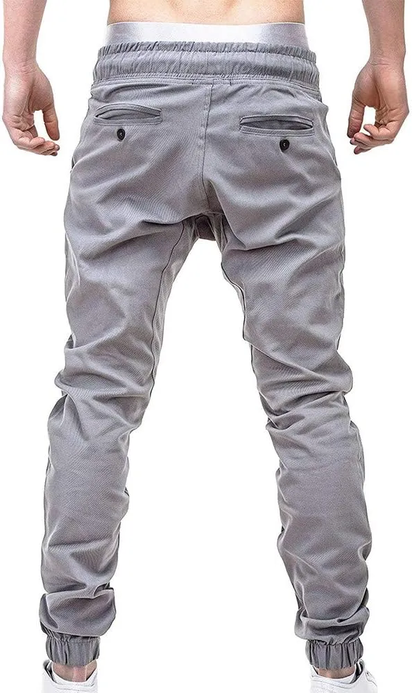 Men's Casual Pants Cargo Pocket Drawstring Classic Elastic Waist Casual Stretch Joggers Workout Running