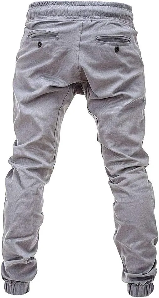 Men's Casual Pants Cargo Pocket Drawstring Classic Elastic Waist Casual Stretch Joggers Workout Running