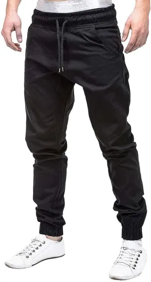 Men's Casual Pants Cargo Pocket Drawstring Classic Elastic Waist Casual Stretch Joggers Workout Running