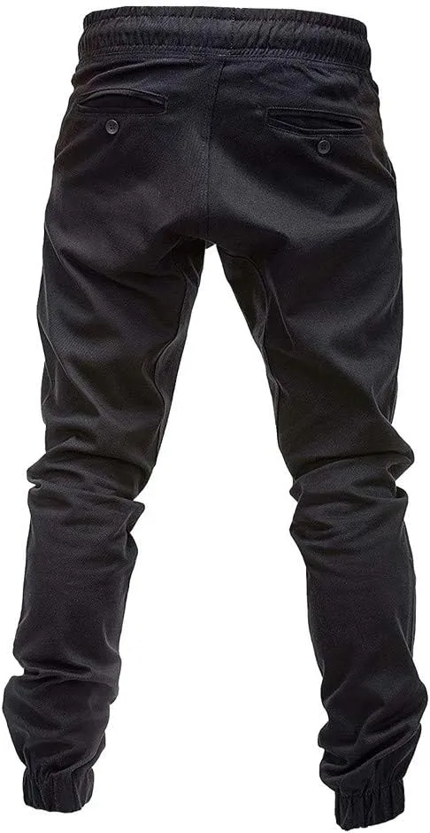 Men's Casual Pants Cargo Pocket Drawstring Classic Elastic Waist Casual Stretch Joggers Workout Running