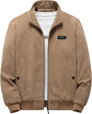 Mens Corduroy Shacket Jacket Casual Solid Color Overshirt Sherpa Lined Bomber Jacket Featuring Full Zip Up Windbreaker