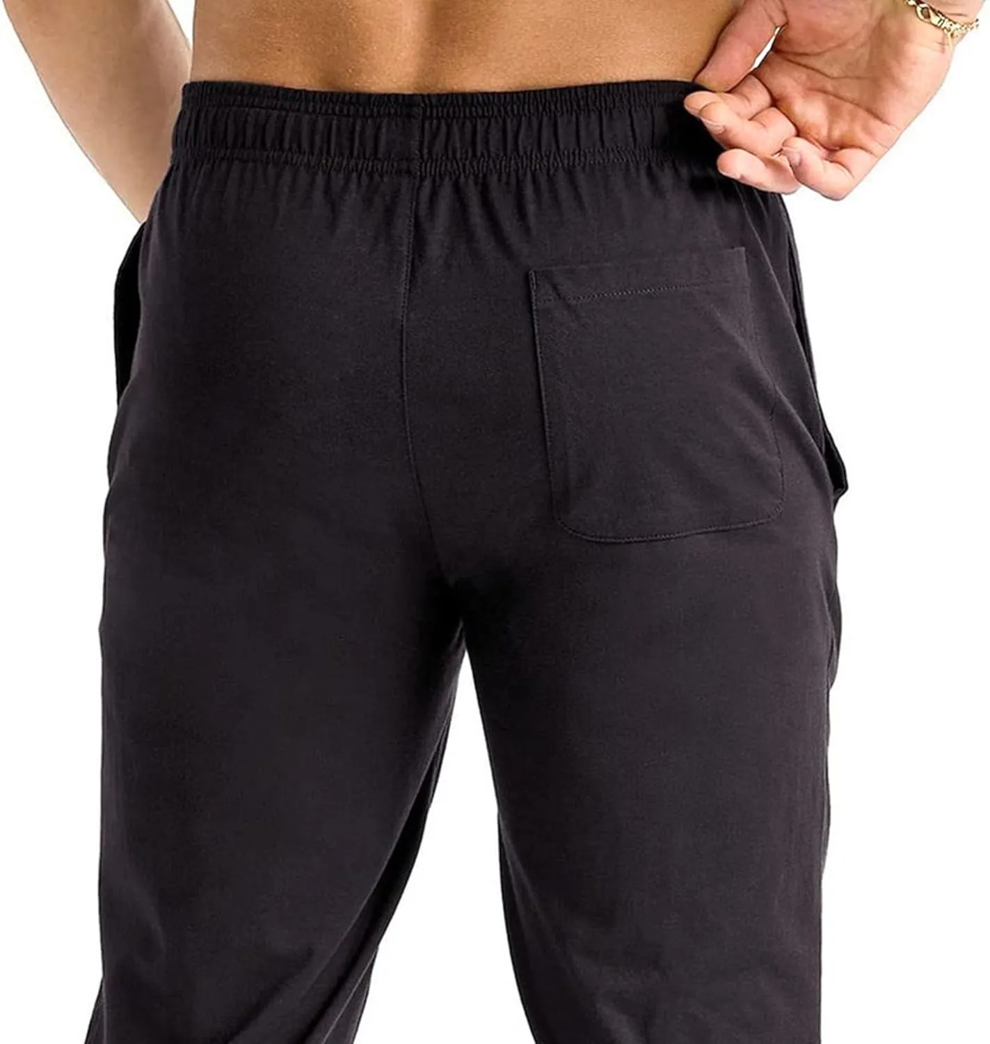 Men's Elastic Waist Breathable Tapered Pants Solid Stretch Joggers Trousers Comfort Casual Athletic Sweatpants