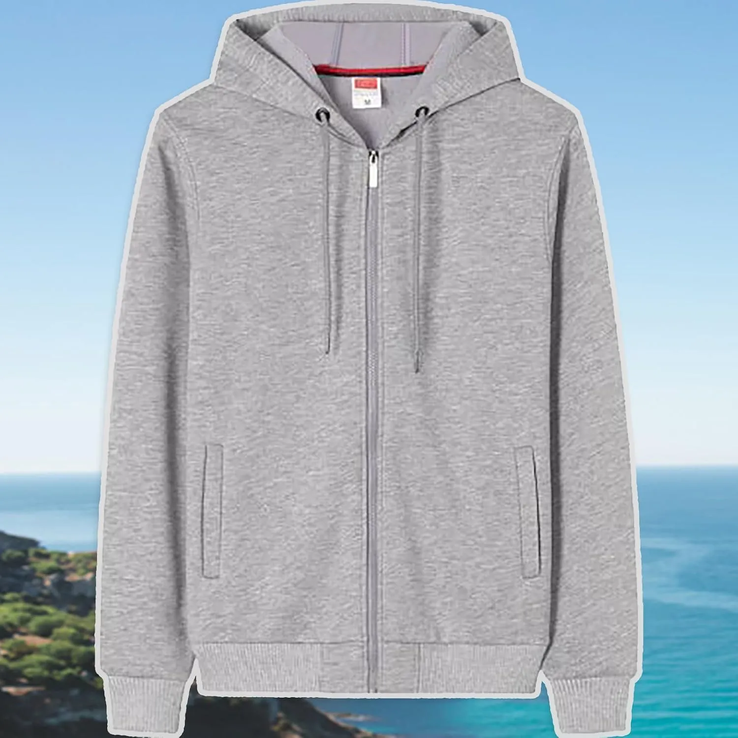 Mens Fall Winter Fleece Full-Zip Hoodie, Zip-Up Hooded Sweatshirt Oversized Pullover Raglan Sleeve Casual Outfits Top