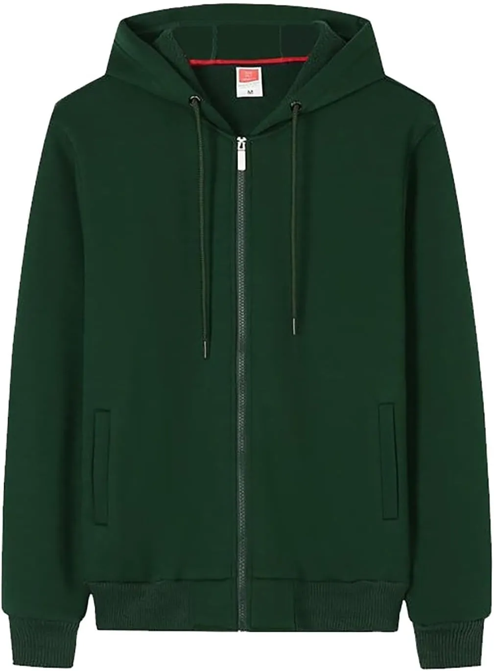 Mens Fall Winter Fleece Full-Zip Hoodie, Zip-Up Hooded Sweatshirt Oversized Pullover Raglan Sleeve Casual Outfits Top