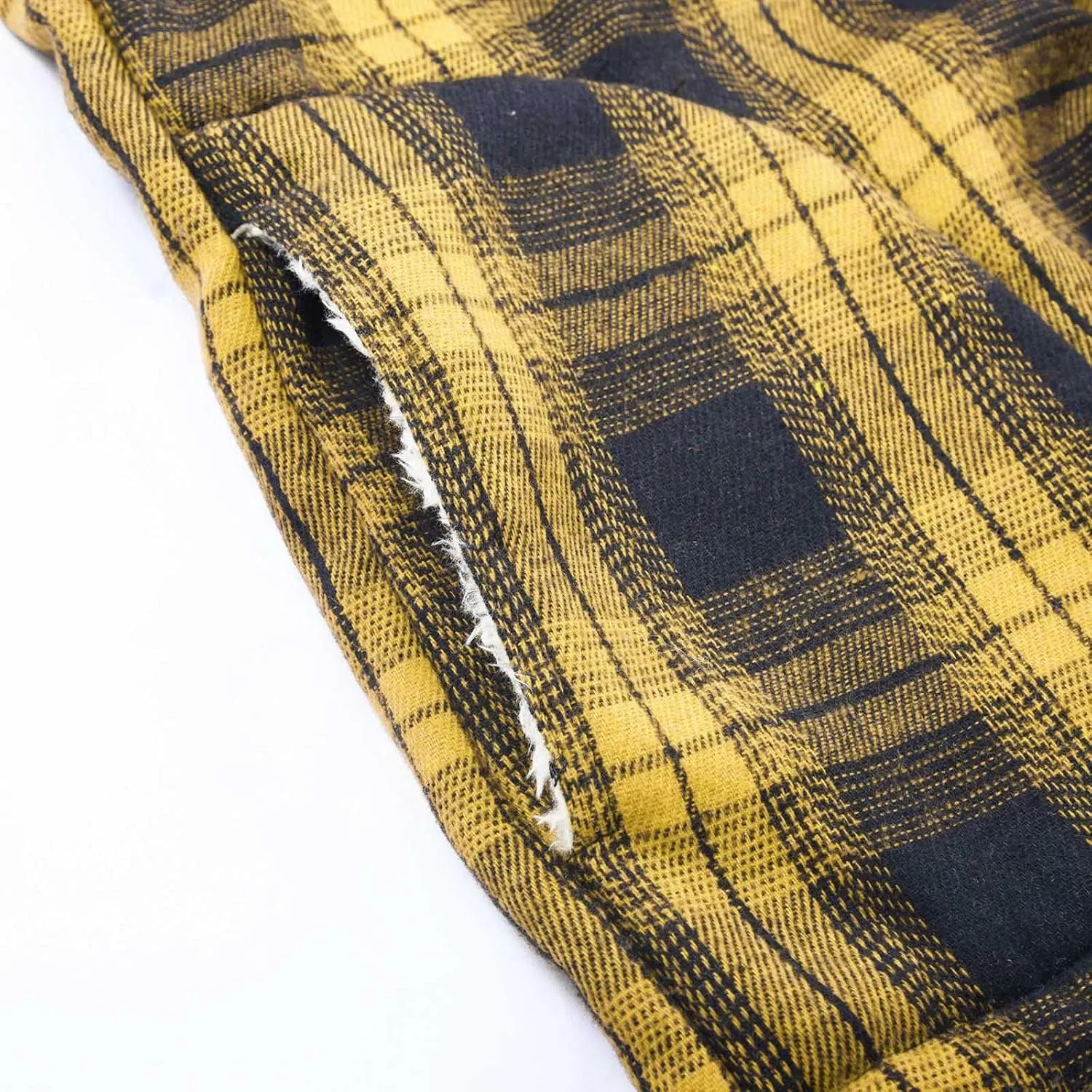 Mens Flannel Gridded Hooded Sweatshirt Jacket Thickened Warm Coat Long Sleeve Fleece Lined Overcoat with Pockets