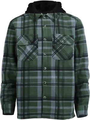 Mens Flannel Plaid Jacket Long Sleeve Button Hooded Cardigan Autumn and Winter Thickened Tops Cotton Casual Coats