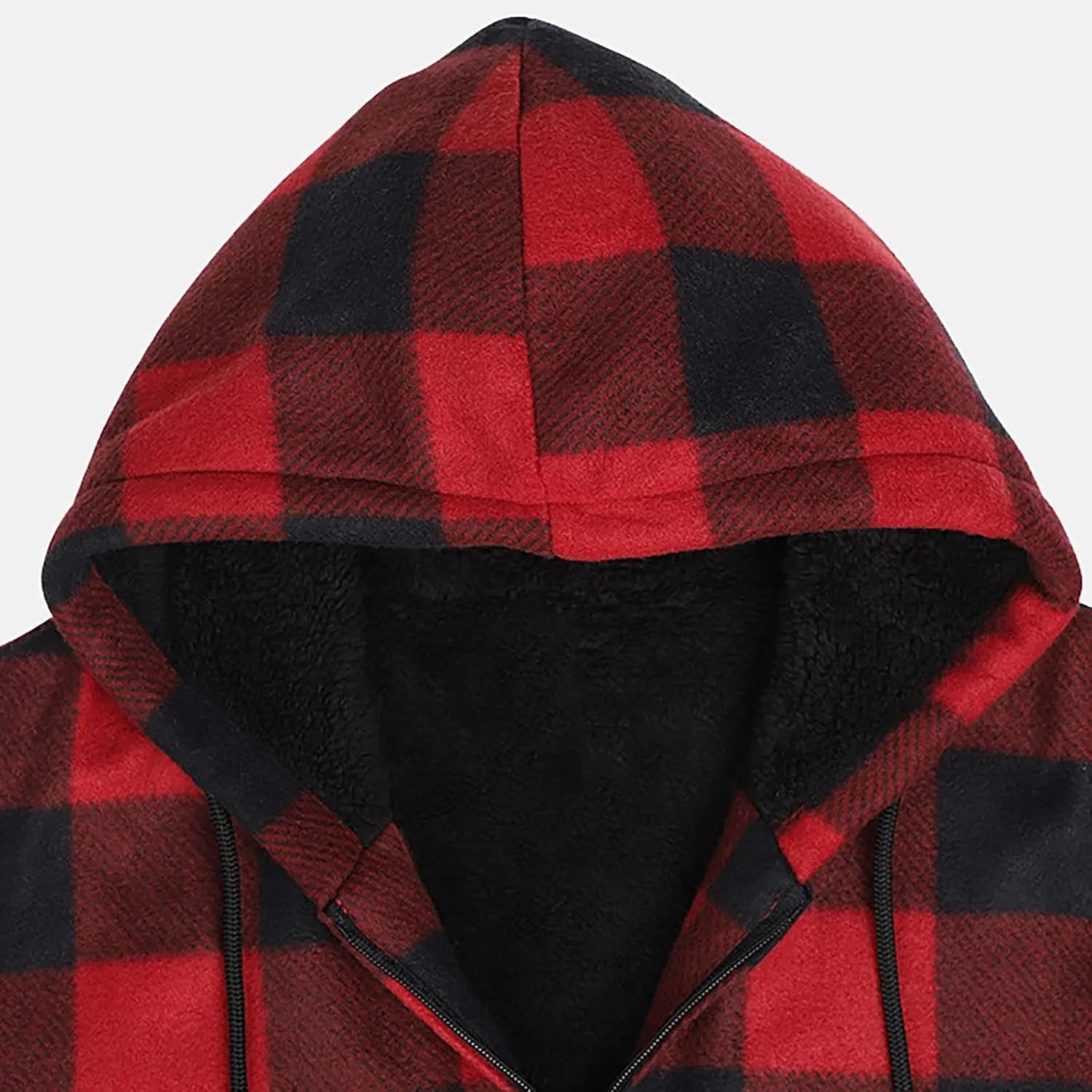 Mens Flannel Plaid Jacket Long Sleeve Button Hooded Cardigan Autumn and Winter Thickened Tops Cotton Casual Coats