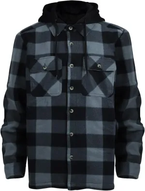 Mens Flannel Plaid Jacket Long Sleeve Button Hooded Cardigan Autumn and Winter Thickened Tops Cotton Casual Coats