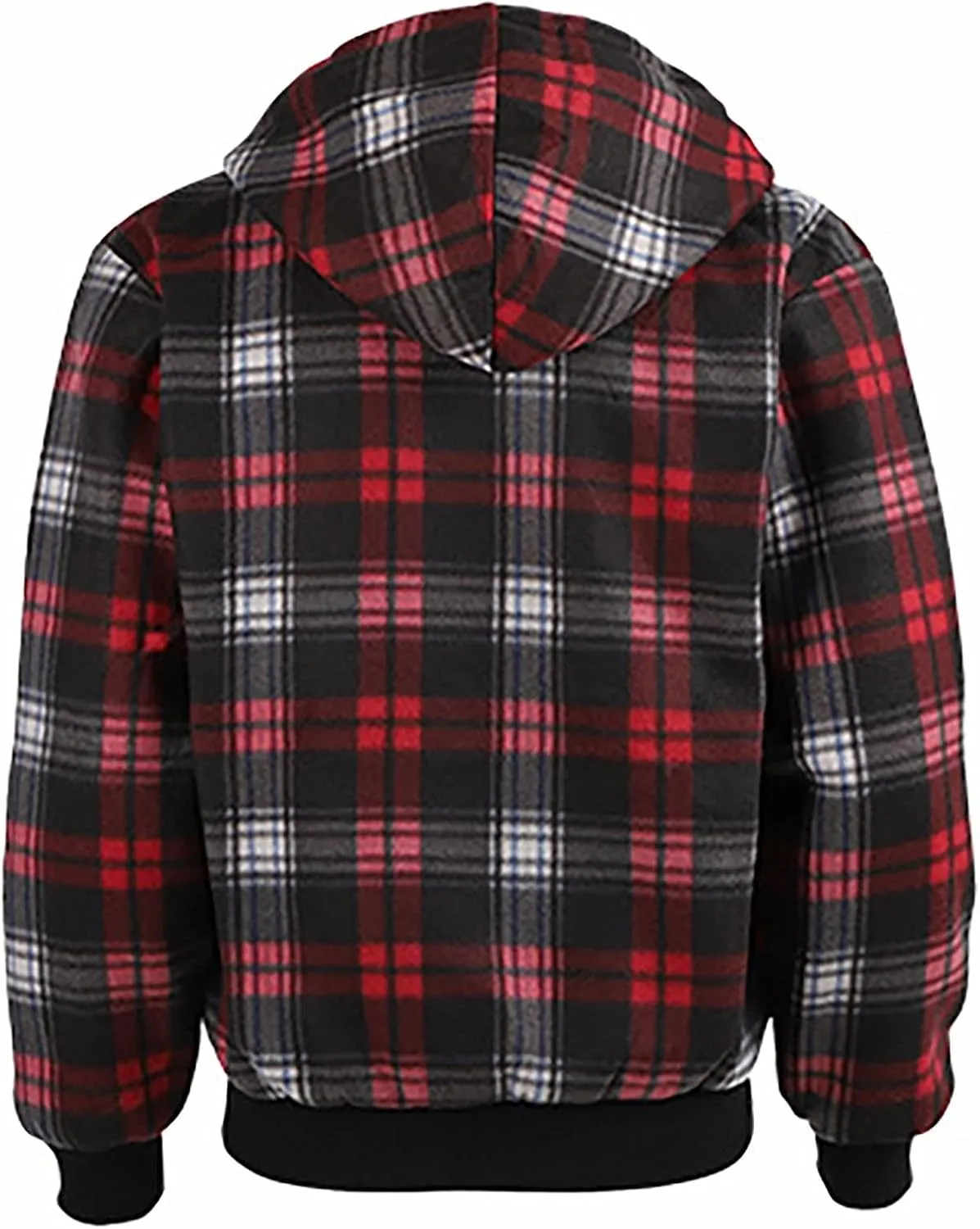 Mens Flannel Plaid Jacket Long Sleeve Button Hooded Cardigan Autumn and Winter Thickened Tops Cotton Casual Coats