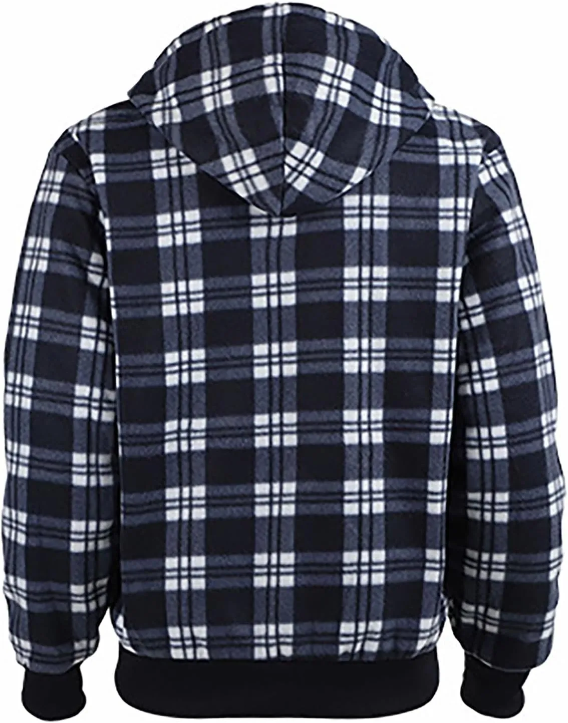 Mens Flannel Plaid Jacket Long Sleeve Button Hooded Cardigan Autumn and Winter Thickened Tops Cotton Casual Coats