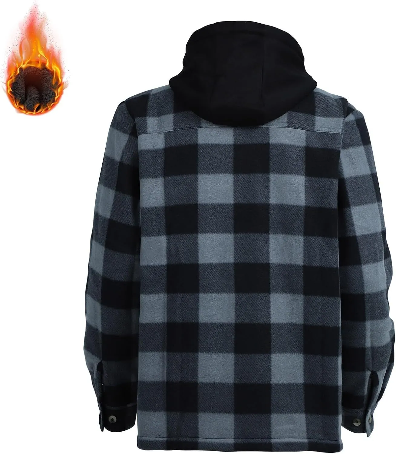 Mens Flannel Plaid Jacket Long Sleeve Button Hooded Cardigan Autumn and Winter Thickened Tops Cotton Casual Coats