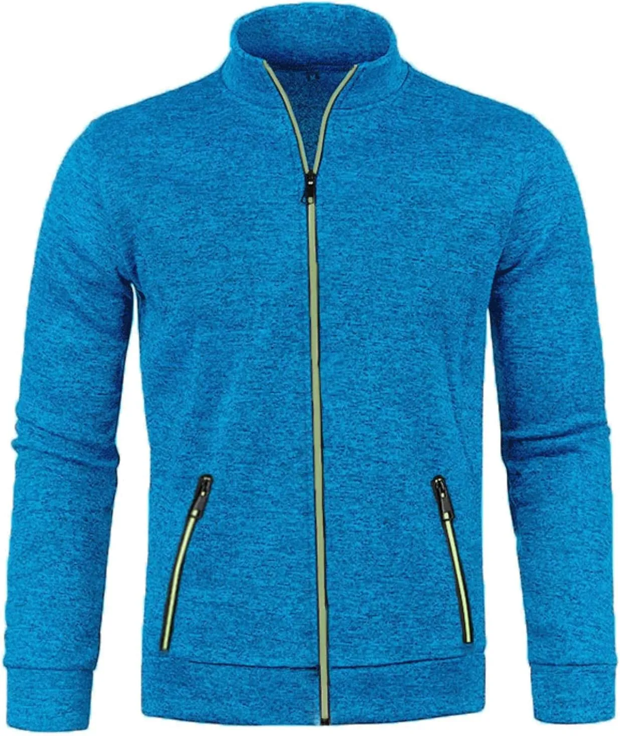 Mens Fleece Full Zip Jacket, Lightweight Stand Collar Jackets, Soft Warm Windproof Casual Coats with Pockets