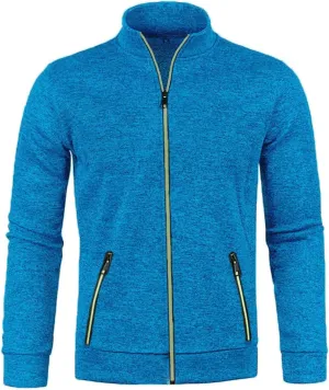 Mens Fleece Full Zip Jacket, Lightweight Stand Collar Jackets, Soft Warm Windproof Casual Coats with Pockets