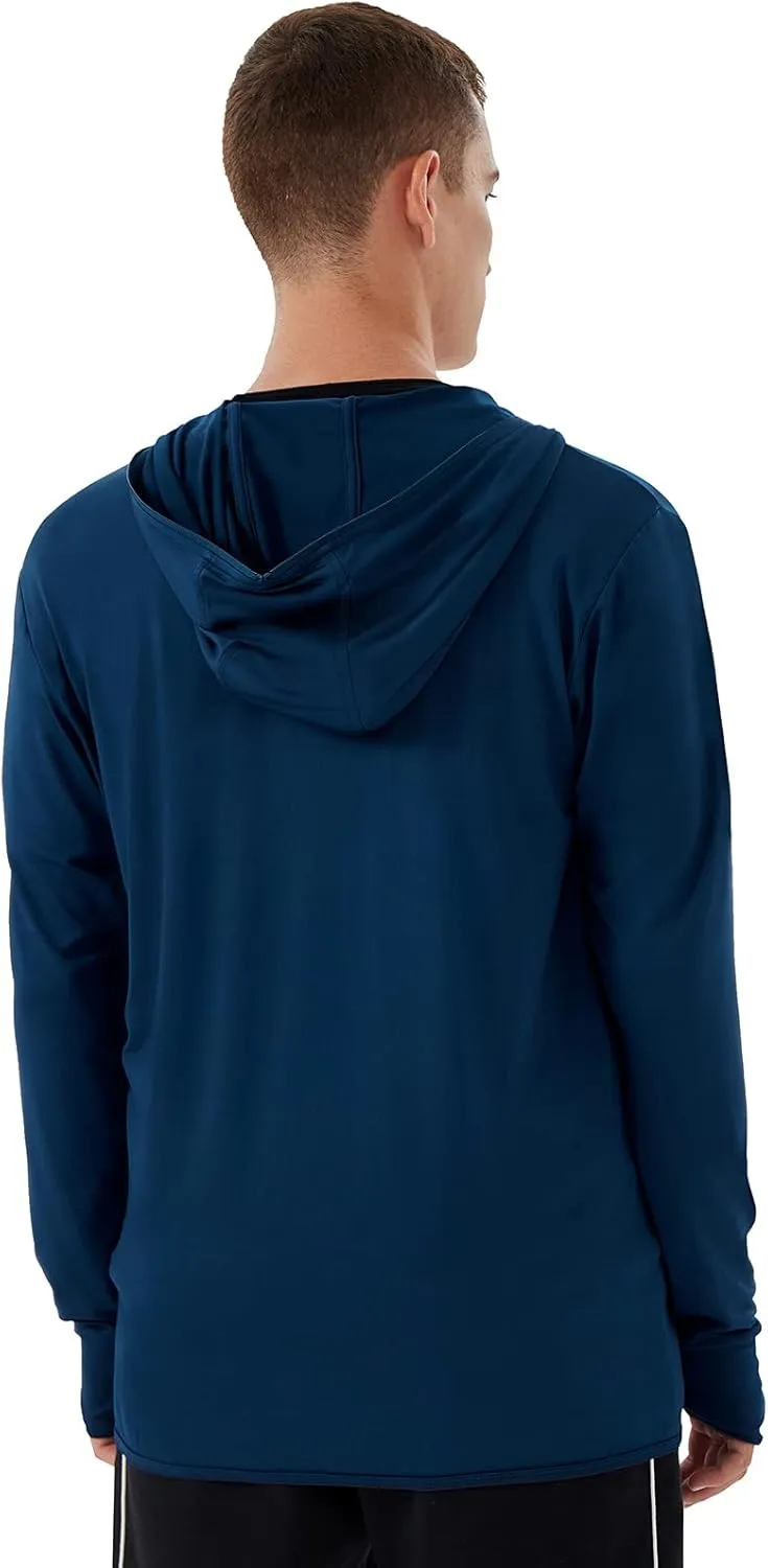 Men's Full Zip Workout Athletic Jackets Lightweight Running Jacket Breathable Hooded Jacket with Thumb Holes
