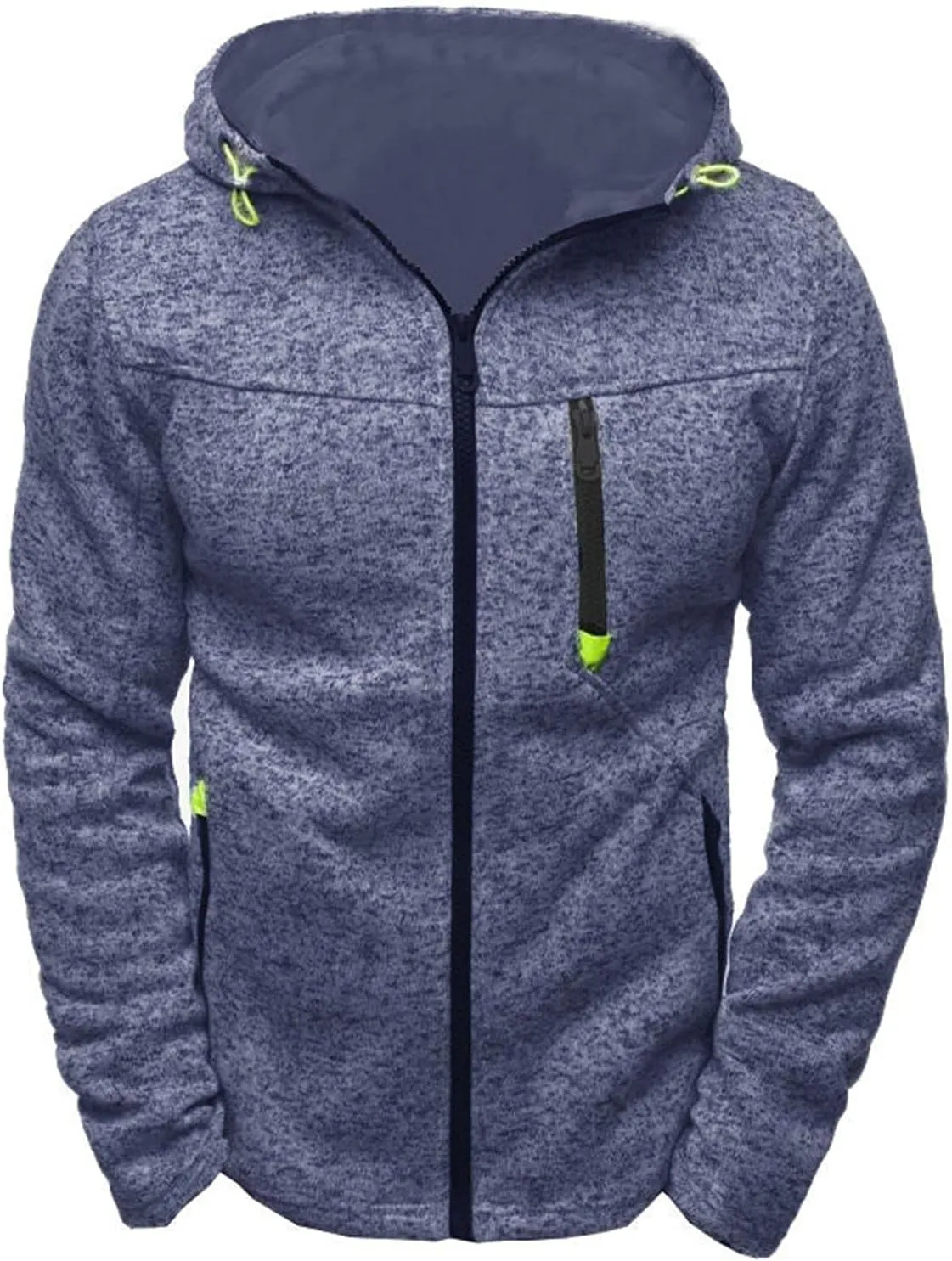 Mens Hooded Sweatshirt with Zipper Fleece Lined Sports Jacket Lightweight Slim Fit Hoodie Casual Long Sleeve Coat