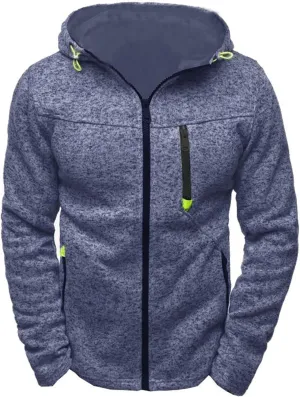 Mens Hooded Sweatshirt with Zipper Fleece Lined Sports Jacket Lightweight Slim Fit Hoodie Casual Long Sleeve Coat