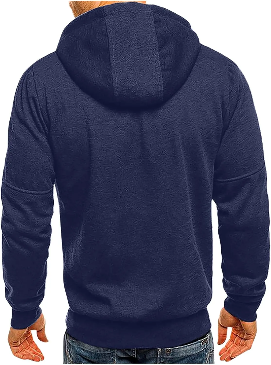 Mens Hooded Sweatshirt with Zipper Fleece Lined Sports Jacket Lightweight Slim Fit Hoodie Casual Long Sleeve Coat