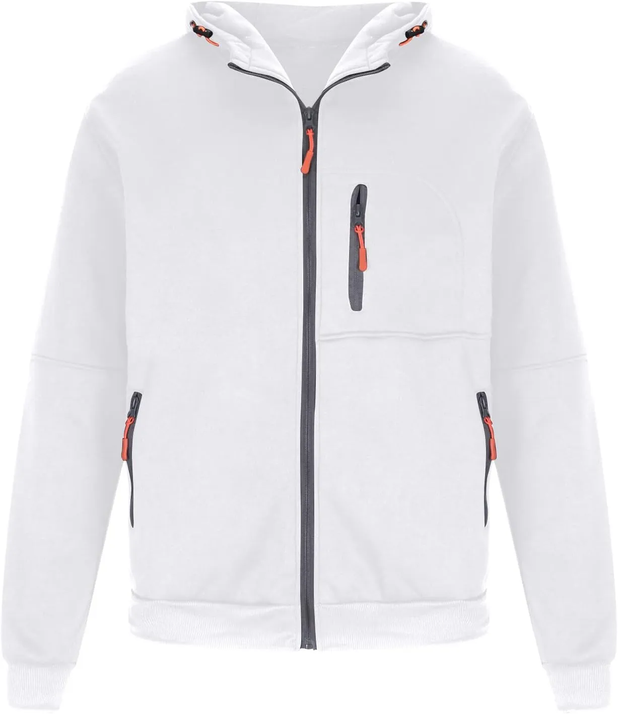 Mens Hooded Sweatshirt with Zipper Fleece Lined Sports Jacket Lightweight Slim Fit Hoodie Casual Long Sleeve Coat