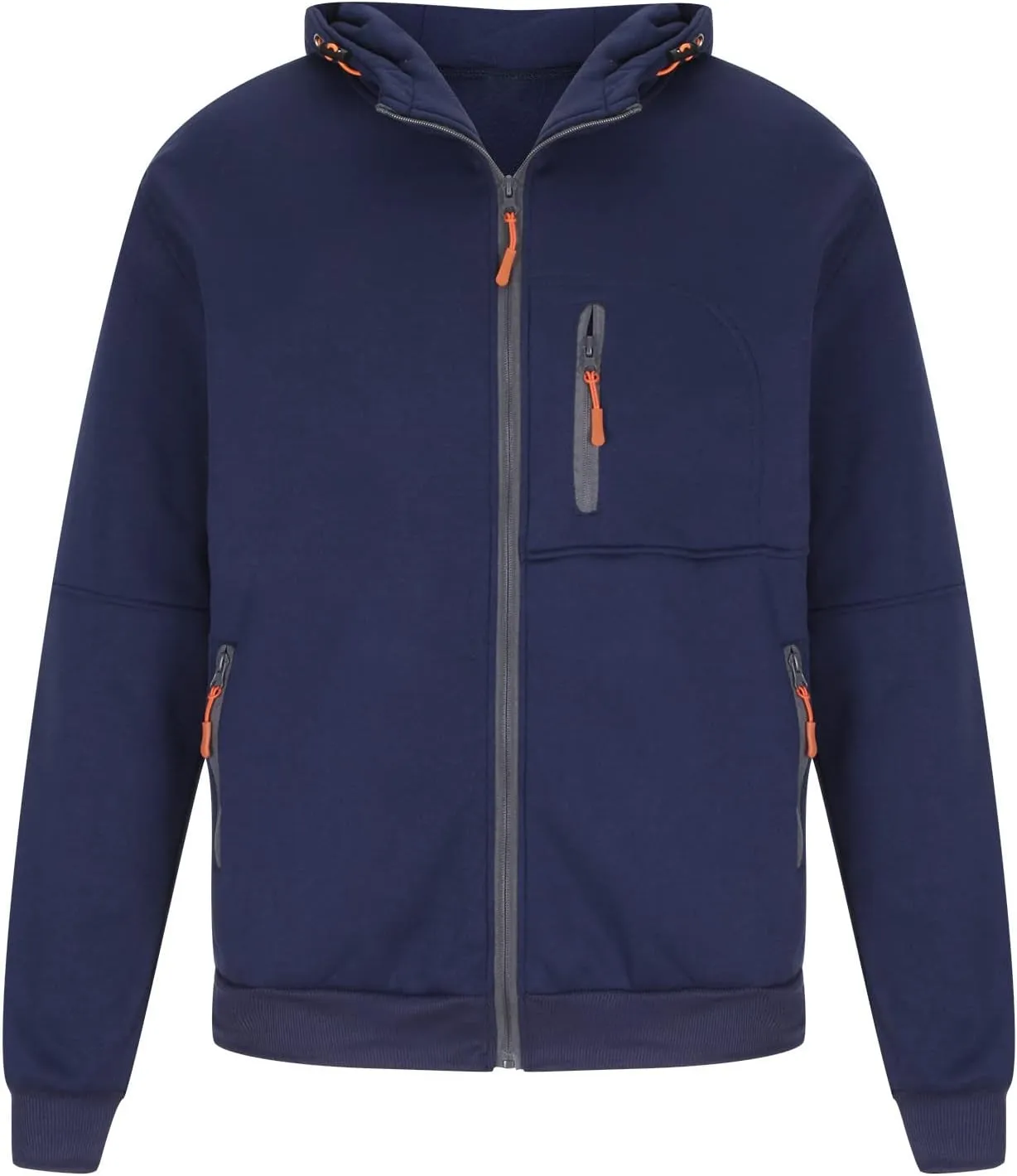 Mens Hooded Sweatshirt with Zipper Fleece Lined Sports Jacket Lightweight Slim Fit Hoodie Casual Long Sleeve Coat