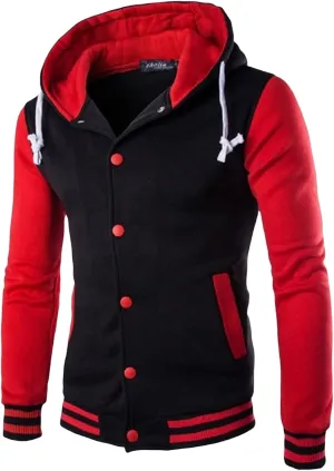 Mens Jackets Zip up Collarless Hoodies Loose Casual Coats Color Block Fashion Warm Baseball Clothes Sports 2024