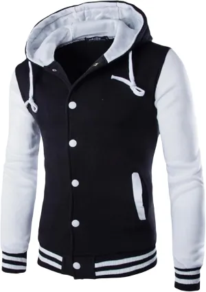Mens Jackets Zip up Collarless Hoodies Loose Casual Coats Color Block Fashion Warm Baseball Clothes Sports 2024
