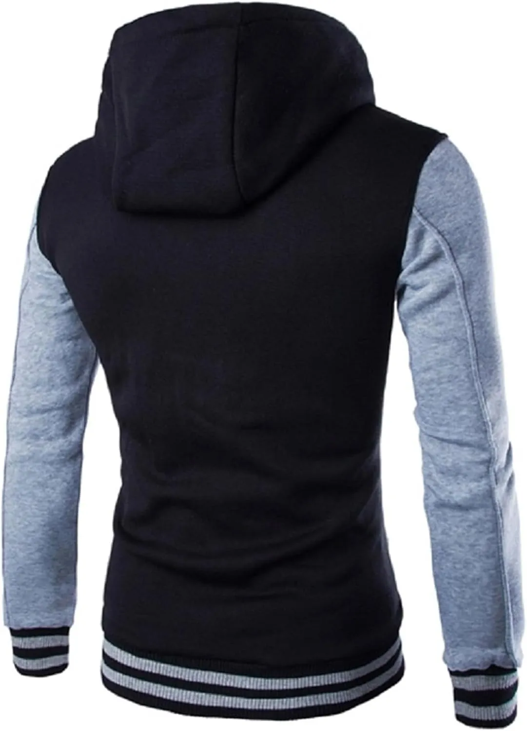 Mens Jackets Zip up Collarless Hoodies Loose Casual Coats Color Block Fashion Warm Baseball Clothes Sports 2024