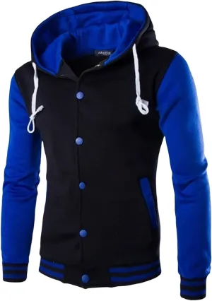 Mens Jackets Zip up Collarless Hoodies Loose Casual Coats Color Block Fashion Warm Baseball Clothes Sports 2024