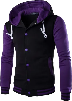 Mens Jackets Zip up Collarless Hoodies Loose Casual Coats Color Block Fashion Warm Baseball Clothes Sports 2024