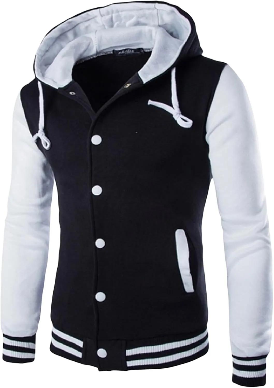 Mens Jackets Zip up Collarless Hoodies Loose Casual Coats Color Block Fashion Warm Baseball Clothes Sports 2024