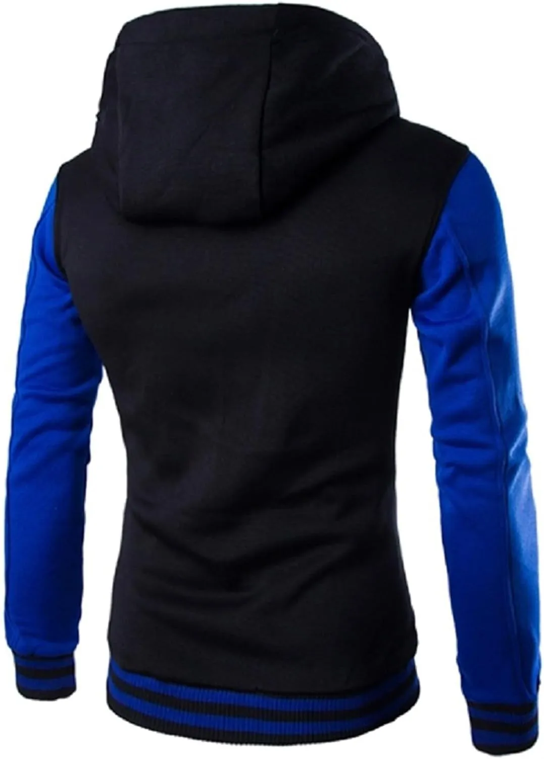 Mens Jackets Zip up Collarless Hoodies Loose Casual Coats Color Block Fashion Warm Baseball Clothes Sports 2024