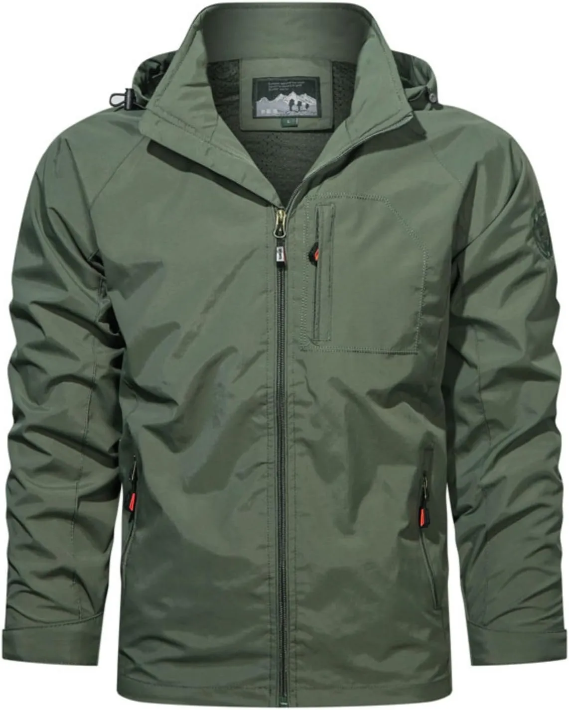 Men's Lightweight Waterproof Rain Shell Jacket Hooded Outdoor Raincoat for Hiking Windbreake Jacket with Zipper Pockets
