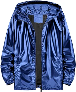 Mens Lightweight Windbreaker Waterproof Rain Jacket Hooded Windbreaker Camo Jacket with Zipper Pockets