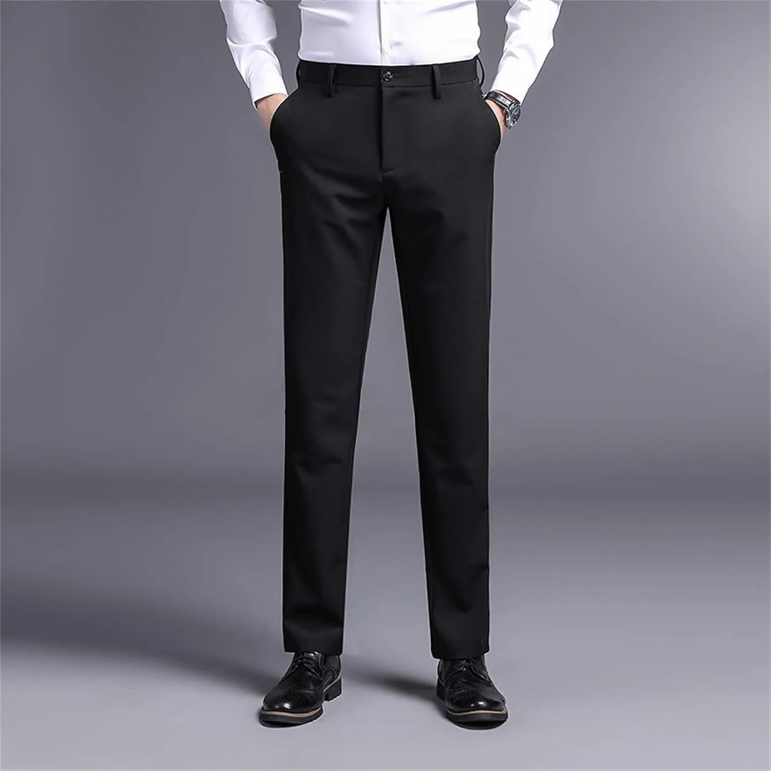 Men's Loose Fit Dress Pant Classic Casual Straight Leg Suit Pant Summer Lightweight Business Comfort Trousers