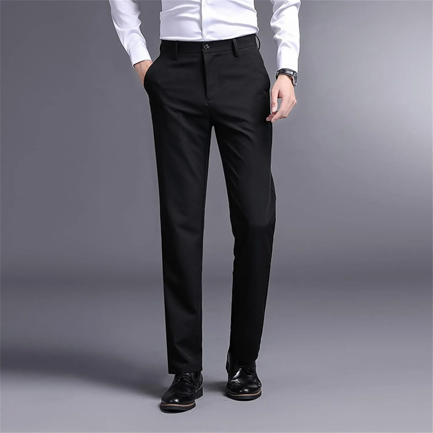 Men's Loose Fit Dress Pant Classic Casual Straight Leg Suit Pant Summer Lightweight Business Comfort Trousers