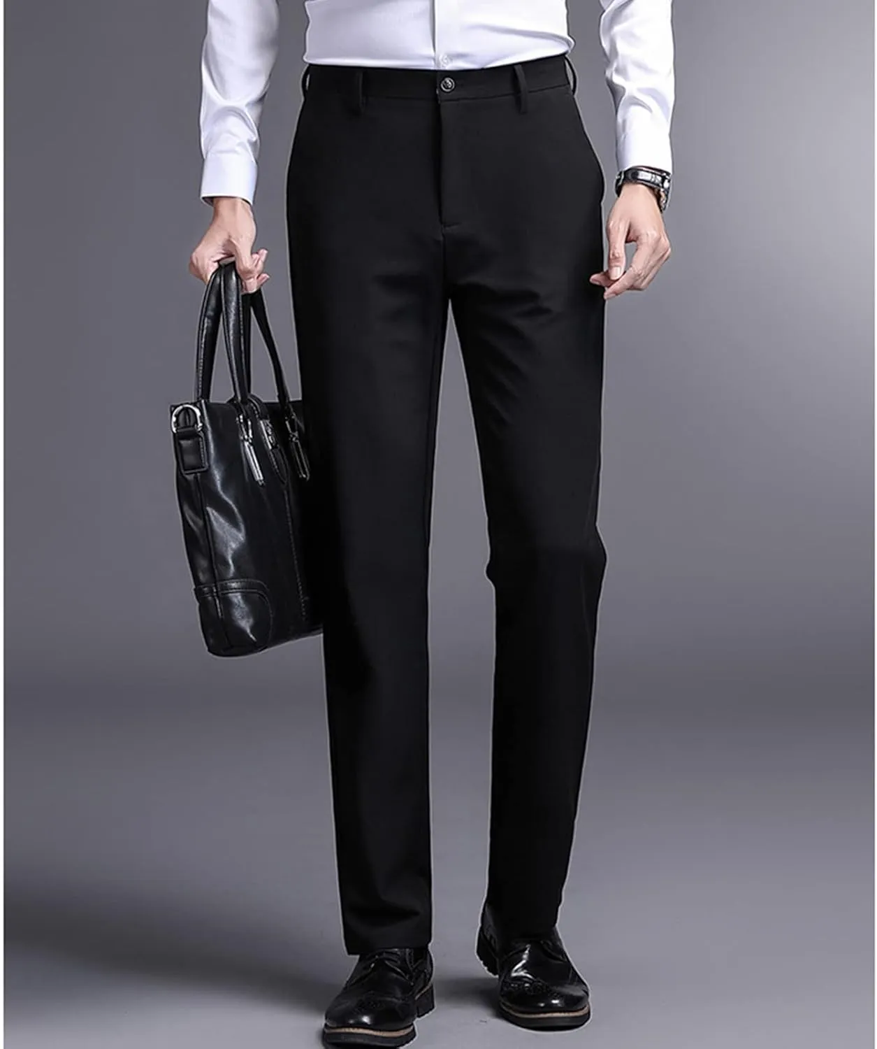 Men's Loose Fit Dress Pant Classic Casual Straight Leg Suit Pant Summer Lightweight Business Comfort Trousers