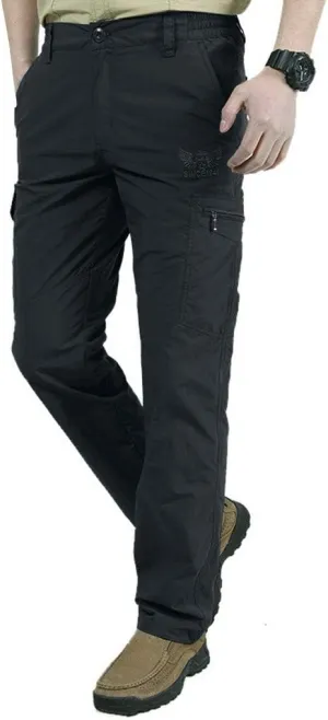 Men's Outdoor Cargo Hiking Pants Non-Belt Lightweight Waterproof Quick Drying Tactical Pants Flat Front Casual Sweatpant
