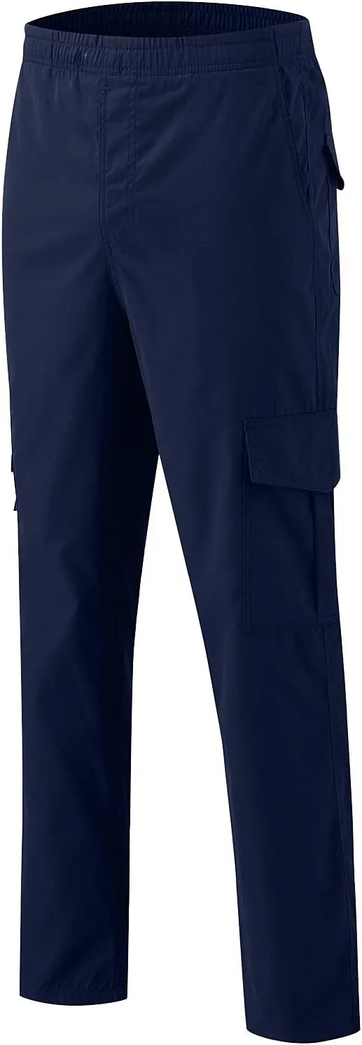 Men's Outdoor Hiking Ripstop Cargo Pants Multi-Pocket Work Utility Pants Straight Leg Open Bottom Trousers