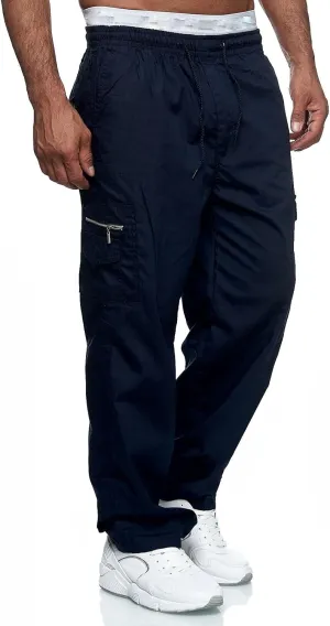 Men's Outdoor Hiking Ripstop Cargo Pants Multi-Pocket Work Utility Pants Straight Leg Open Bottom Trousers