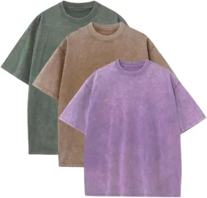 Mens Oversized T Shirt Unisex Acid Wash Vintage Washed Tee Shirt Casual Streetwear Basic Tees