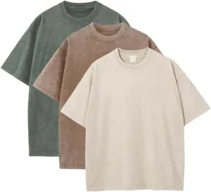 Mens Oversized T Shirt Unisex Acid Wash Vintage Washed Tee Shirt Casual Streetwear Basic Tees