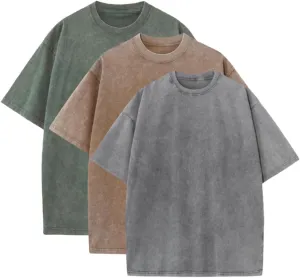 Mens Oversized T Shirt Unisex Acid Wash Vintage Washed Tee Shirt Casual Streetwear Basic Tees