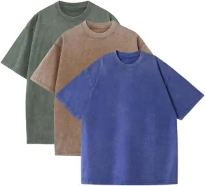 Mens Oversized T Shirt Unisex Acid Wash Vintage Washed Tee Shirt Casual Streetwear Basic Tees