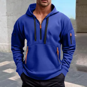 Men's Quarter Zip Pullover Men Long Sleeve Workout Hoodie Vintage Tactical Jacket Winter Sweater Coats