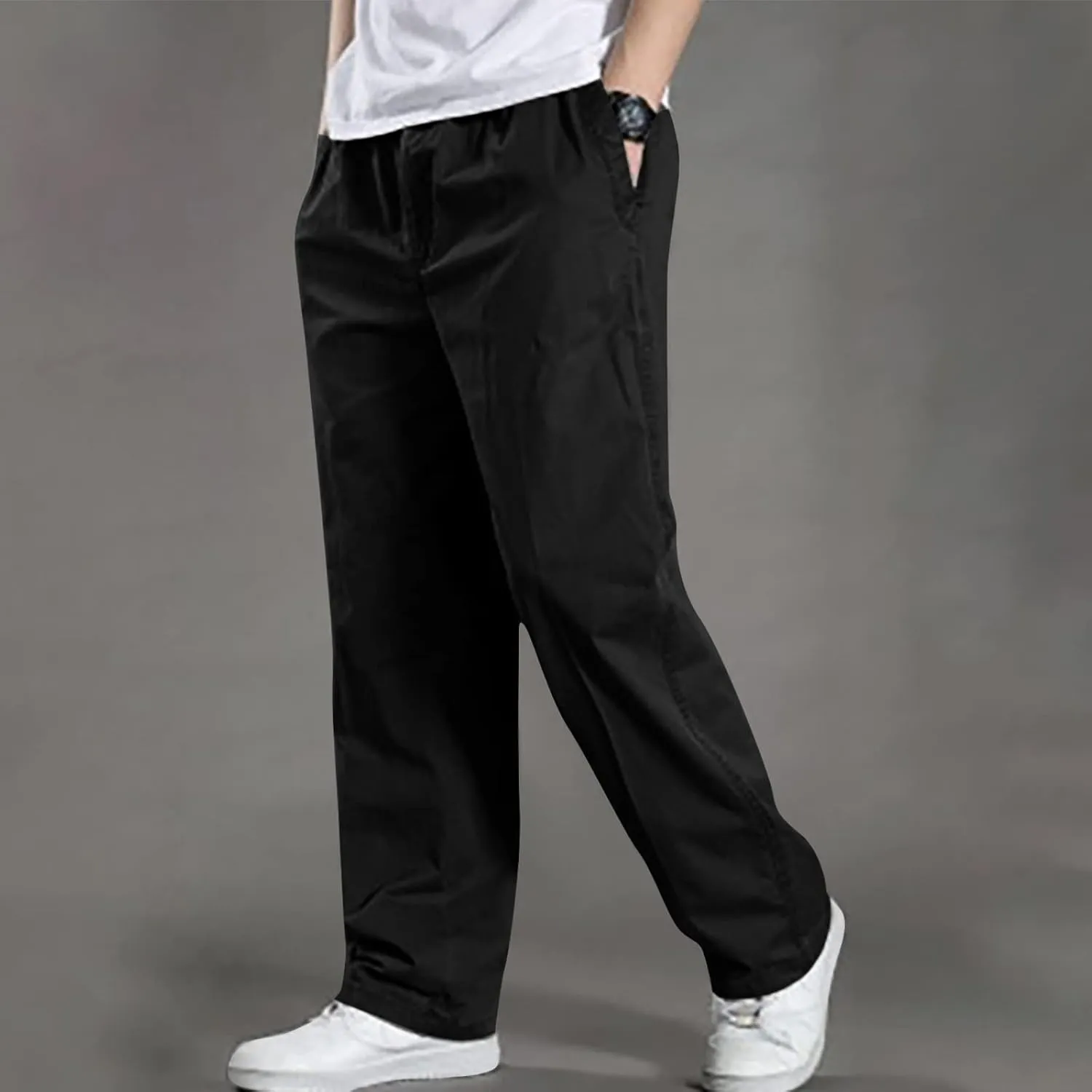 Men's Relaxed Fit Cargo Pants Baggy Straight Leg Pant Outdoor Sweatpants Loose Comfy Trousers Track Bottoms Plus Size