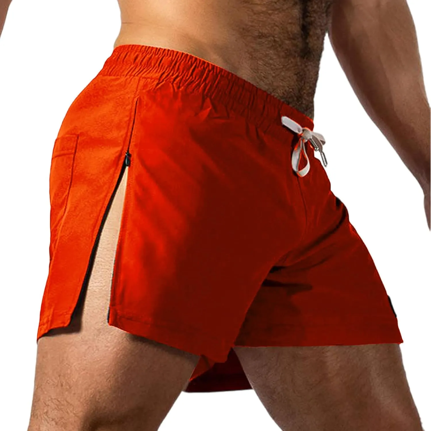 Mens Running Shorts 3 Inch Lightweight Drawstring Waist Athletic Shorts Summer Quick Dry High Split Gym Yoga Shorts