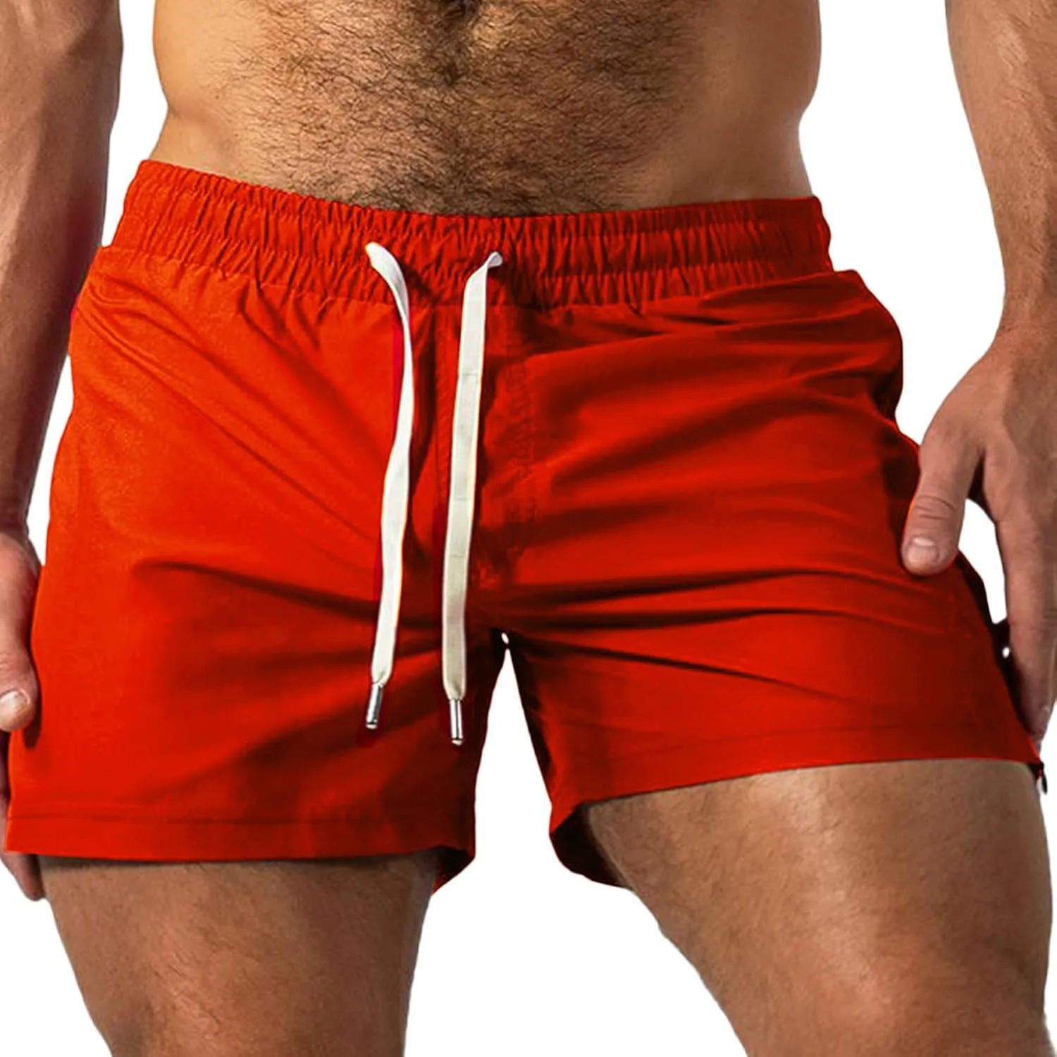 Mens Running Shorts 3 Inch Lightweight Drawstring Waist Athletic Shorts Summer Quick Dry High Split Gym Yoga Shorts