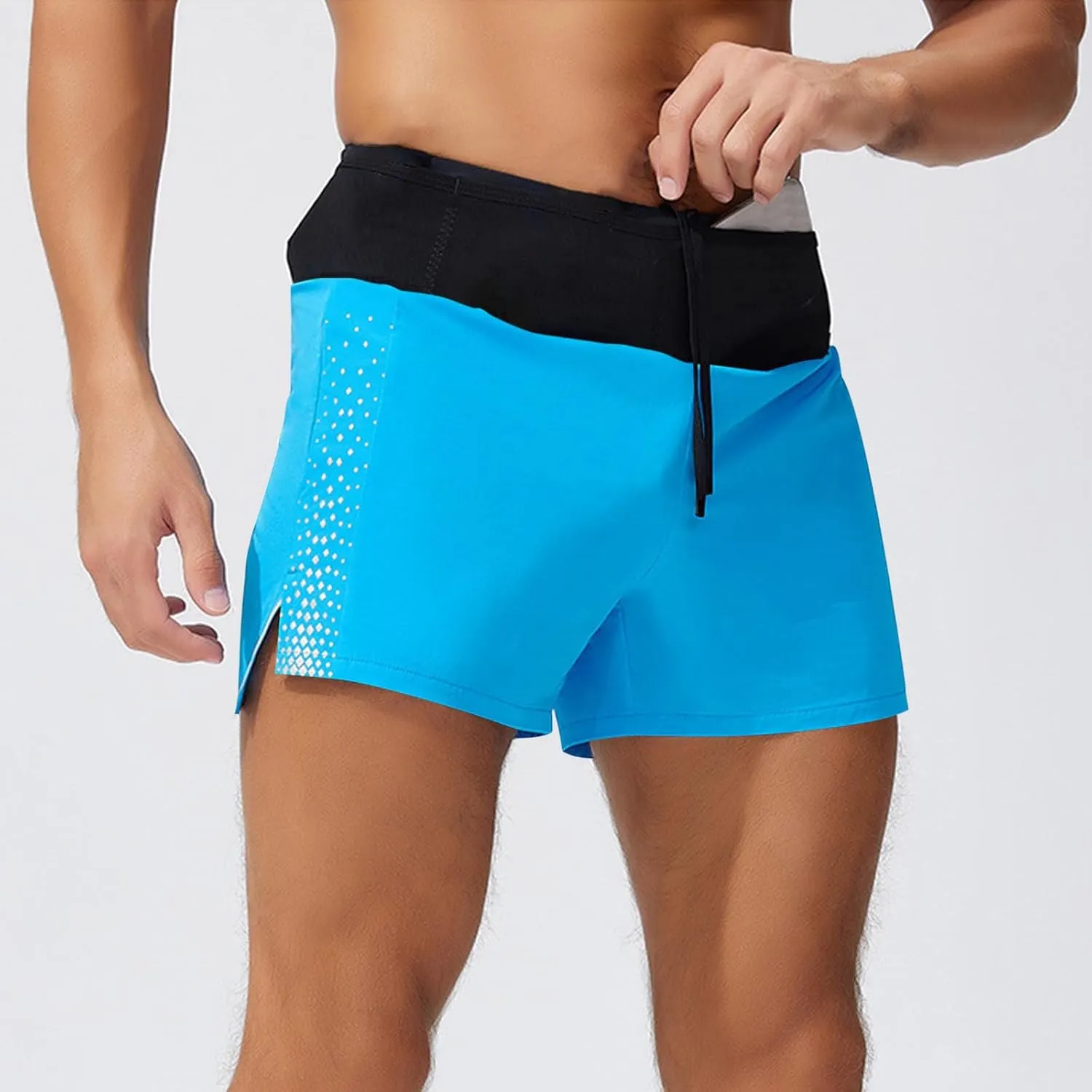 Men's Running Shorts Quick Dry Breathable Workout Pants with Liner Stretch Drawstring Waist Workout Athletic Shorts