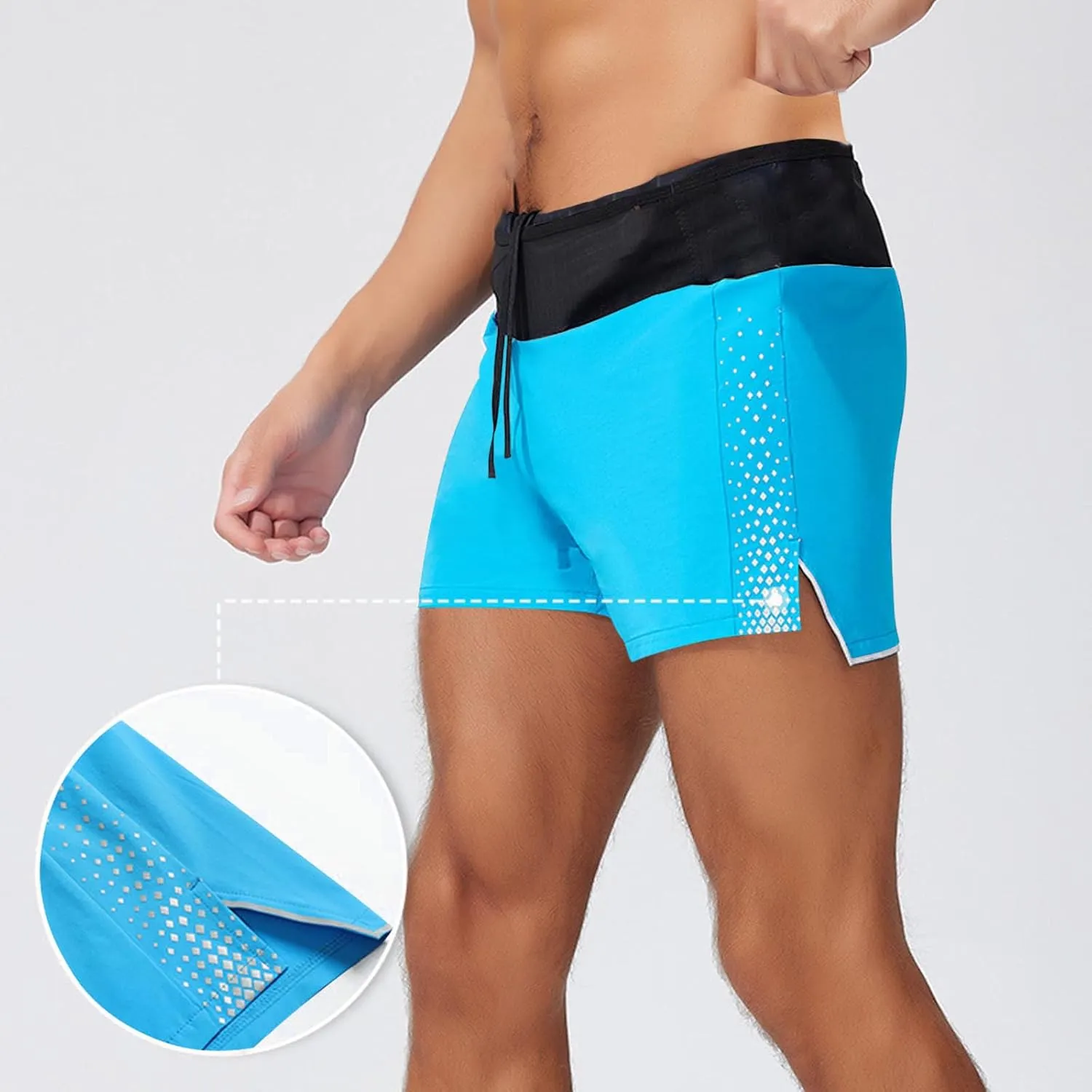 Men's Running Shorts Quick Dry Breathable Workout Pants with Liner Stretch Drawstring Waist Workout Athletic Shorts