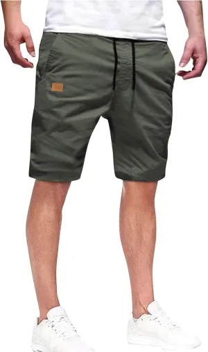 Mens Shorts Quick Dry Drawstring Exercise Elastic Waist Relaxed Shorts with Pockets