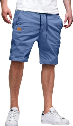 Mens Shorts Quick Dry Drawstring Exercise Elastic Waist Relaxed Shorts with Pockets